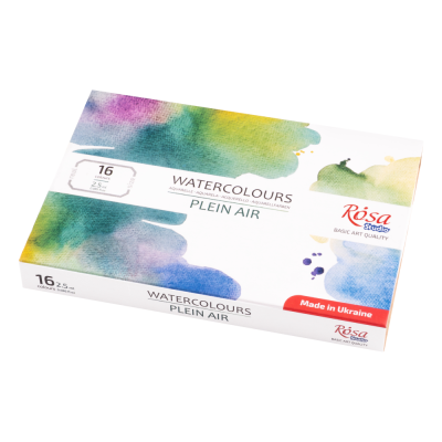 Набор акварельных красок ROSA Studio PLEIN AIR, 16x2,5 мл, кюветы, картонная упаковка