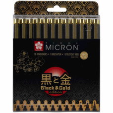 Линеры PIGMA Micron Black&Gold в наборе 12 шт черный цвет