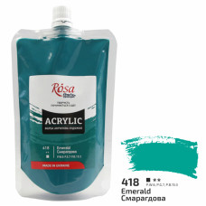 Фарба акрилова, смарагдова, 200 мл, ROSA Studio (323200418)