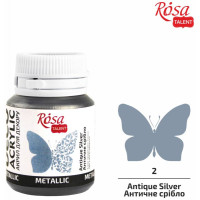 Акрил для декора 52 Антическое серебро, металлик, 20 мл, ROSA TALENT (22002)