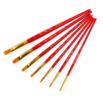 Кисть Синтетика плоская, № 3, короткая ручка ROSA START