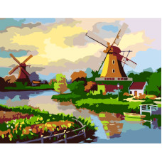 Набір картина за номерами стандарт, " млин біля річки", 35х45 см, ROSA START (N00013468)