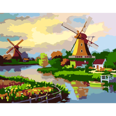 Набір картина за номерами стандарт, " млин біля річки", 35х45 см, ROSA START (N00013468)
