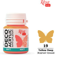 Акрил для декора Желтый темный, матовый, 20 мл, ROSA TALENT (20019)