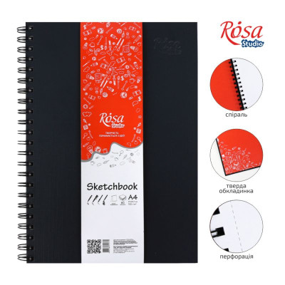Блокнот на спіралі A4 (21 * 29,7 см), 100г / м, 80 л ROSA Studio