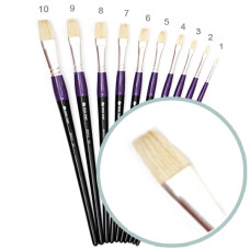 Кисть Щетина плоская, 401, № 9, длинная ручка ROSA Studio