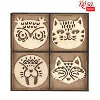 Набір заготовок Звірі, фанера, 13х13см, 12шт, ROSA Talent