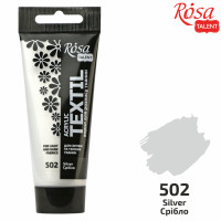 Краска по ткани акриловая, Серебро, 60 мл, ROSA TALENT (263460502)