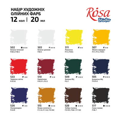 Набір олійних фарб 12×20 мл ROSA Studio