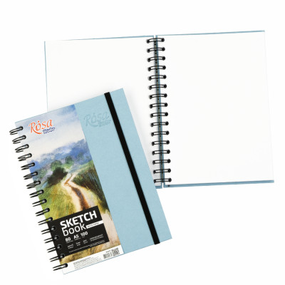 Блокнот на спіралі A5 (14,8х21см), 100г/м2, 80л, блакитний, ROSA Studio