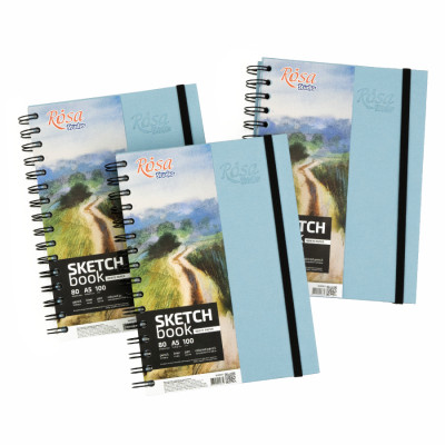 Блокнот на спіралі A5 (14,8х21см), 100г/м2, 80л, блакитний, ROSA Studio