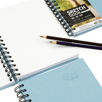 Блокнот на спіралі A5 (14,8х21см), 100г/м2, 80л, блакитний, ROSA Studio