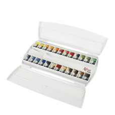 Набір акварельних фарб Класика в пластиковому пеналі, 24 кольори кювета, ROSA Gallery
