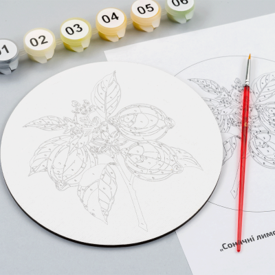 Набор картина по номерам Солнечные лимоны, круглая, Ø15 см, с мольбертом ROSA START