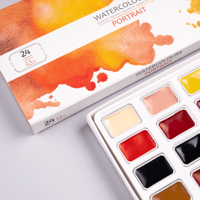 Набор акварельных красок ROSA Studio PORTRAIT, 24x2,5 мл, кюветы, картонная упаковка Набор акварельных красок ROSA Studio PORTRAIT, 24x2,5 мл, кюветы, картонная упаковка