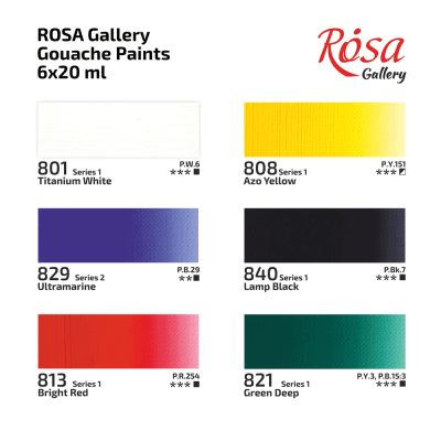 Набір гуашевих фарб 6х20мл ROSA Gallery