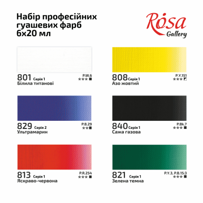Набір гуашевих фарб 6х20мл ROSA Gallery