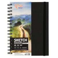 Блокнот на спіралі A5 (14,8х21см), 100г/м2, 80л, чорний, ROSA Studio