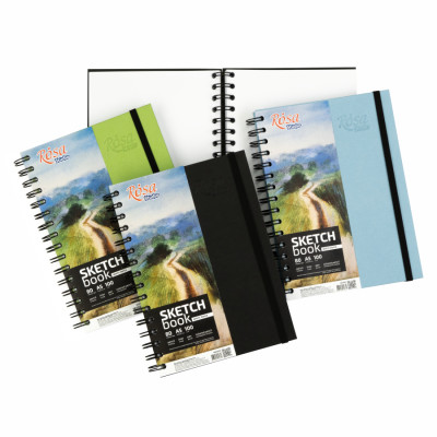 Блокнот на спіралі A5 (14,8х21см), 100г/м2, 80л, чорний, ROSA Studio