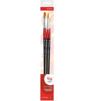 Набір кистей 4, синтетика, 3 шт, плоска (№10), кругла (№0,6), довга ручка ROSA Studio