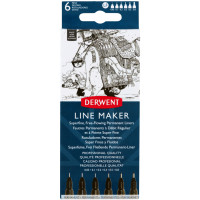 Набір лайнерів Line Maker Black, 6 шт, чорні, Derwent