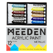 Набор акриловых красок Metallic 12x22 мл, MEEDEN