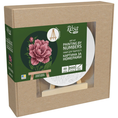 Набор картина по номерам Нежный пион, круглая, Ø15 см, с мольбертом ROSA START