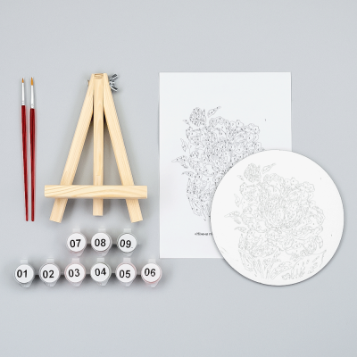 Набор картина по номерам Нежный пион, круглая, Ø15 см, с мольбертом ROSA START