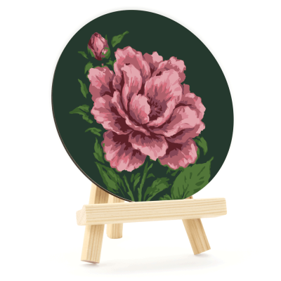 Набор картина по номерам Нежный пион, круглая, Ø15 см, с мольбертом ROSA START