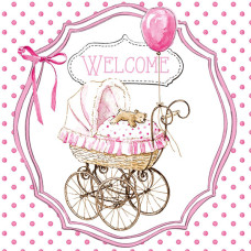 Декупажные салфетки Welcome pink , 33х33 см, 18,5 г м2, 20 шт, Ambiente