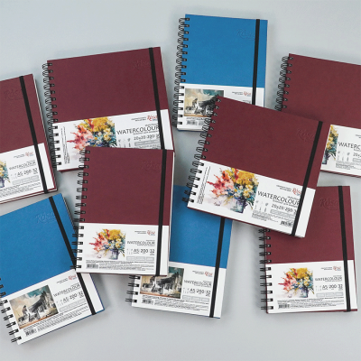 Блокнот для акварели на спирали Watercolor by Smiltanis, А5, 200 г/м2, 32 л, бумага белая, Бордо, ROSA Studio
