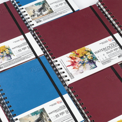 Блокнот для акварели на спирали Watercolor by Smiltanis, А5, 200 г/м2, 32 л, бумага белая, Бордо, ROSA Studio