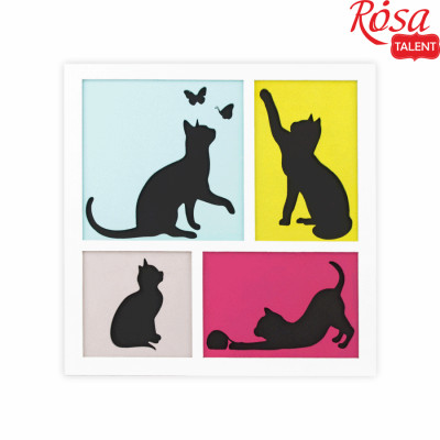 Набор картина 3D „4 Cats“, ДВП грунтованное, 3 слоя, 30х30 см, ROSA TALENT (N0003501)