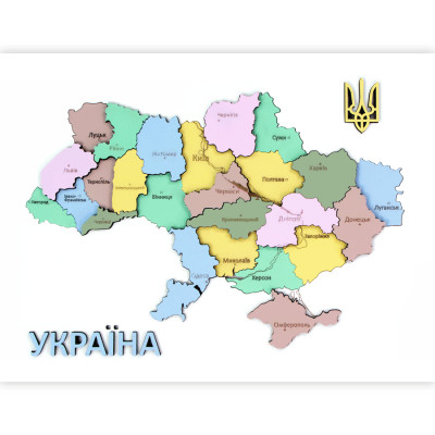 Набор картина пазл, Карта Украины 3D пастельные цвета, ДВП/МДФ, 24,5х18,5 см, ROSA TALENT N0003520