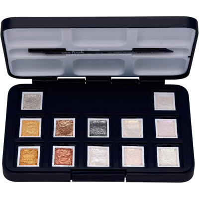Набір акварельних фарб, VAN GOGH, Pocket box SPECIALTY, 12 кювет+пензлик, пластик, Royal Talens