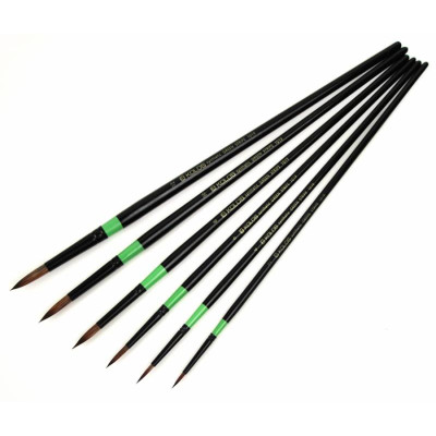 Пензель Синтетика кругла, Green stripe 1019, № 4, довга ручка KOLOS