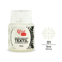 Краска акриловая для ткани, Белая 1, 20 мл, ROSA TALENT