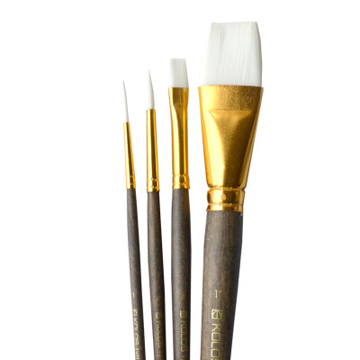 Набір пензлів 7062, синтетика коло/плос, 2/2 шт, KOLOS