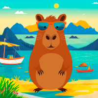 Холст бавовна на ХДФ з контуром Капібара в окулярах 20×20, акриловий ґрунт, Arteo