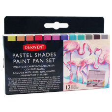 Набір Pastel Shades Paint Pan, 12 кольорів+Пензель з резервуаром, Derwent