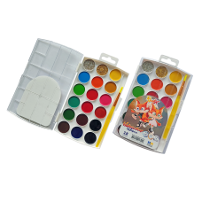 Набор акварельных красок +золото и серебро с кистью 18 шт, Rudix