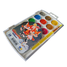 Набор акварельных красок +золото и серебро с кистью 18 шт, Rudix