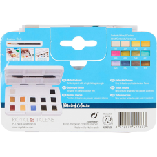 Набор акварельных красок VAN GOGH Pocket box MUTED COLOURS 12 кювет + кисточка, Royal Talens
