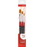 Набір пензлів 3, синтетика плоска, 3 шт, (№4,8,12), коротка ручка ROSA Studio