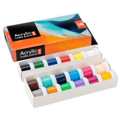 Набір акрилових фарб Art матові 18x10 мл Arteo Набір акрилових фарб Art матові 18x10 мл Arteo