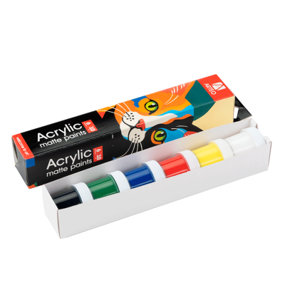 Набор акриловых красок ColorCat матовый 6x10мл Arteo Набор акриловых красок ColorCat матовый 6x10мл Arteo