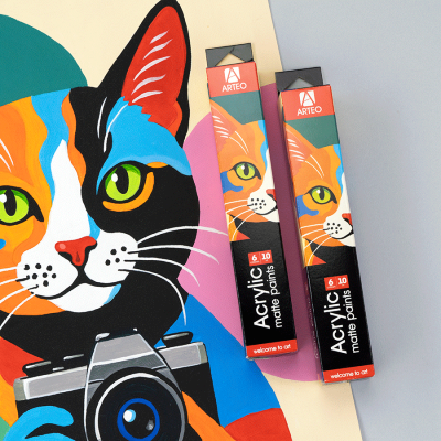 Набор акриловых красок ColorCat матовый 6x10мл Arteo Набор акриловых красок ColorCat матовый 6x10мл Arteo