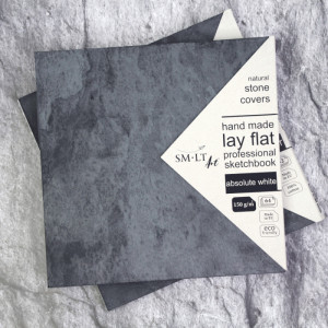 Скетчбук для ескізів PRO Stonebook 19,5*19,5 см, 150г/м2, 64л, білий та гладкий папір, SMILTAINIS