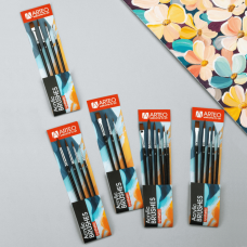 Набор кистей №2 синтетика 4шт, круглая (№1,3,4,5) короткая ручка Arteo