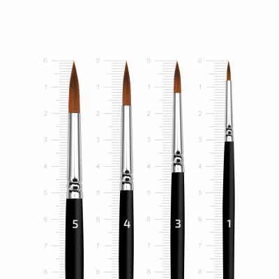 Набор кистей №2 синтетика 4шт, круглая (№1,3,4,5) короткая ручка Arteo